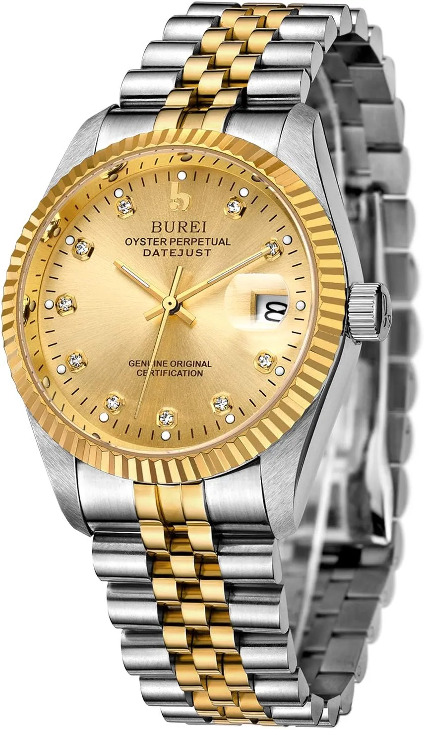 Watches for Men Gifts for Men BUREI Men's Automatic debt brewster epidermis Watches Luxury Stainless Steels Waterproof 