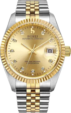 Watches for Men Gifts for Men BUREI Men's Automatic debt brewster epidermis Watches Luxury Stainless Steels Waterproof 