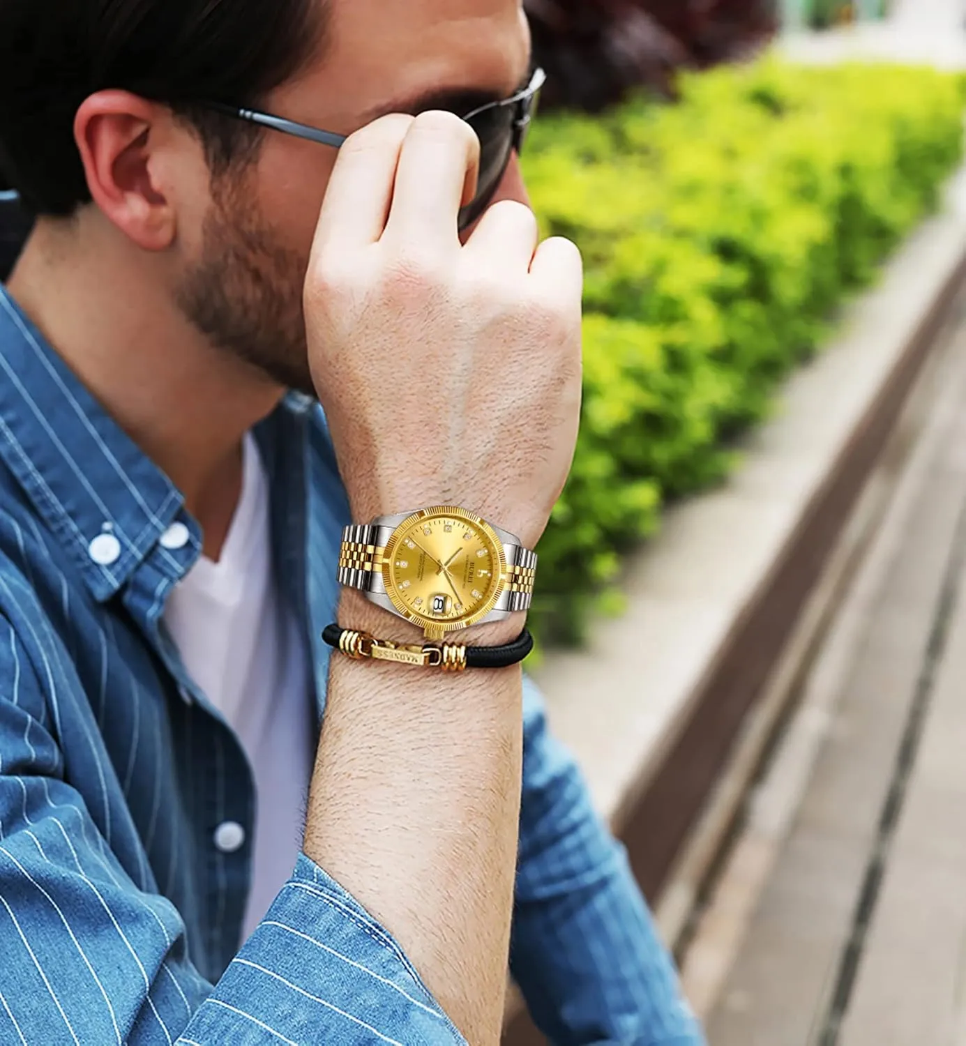Watches for Men Gifts for Men BUREI Men's Automatic debt brewster epidermis Watches Luxury Stainless Steels Waterproof 