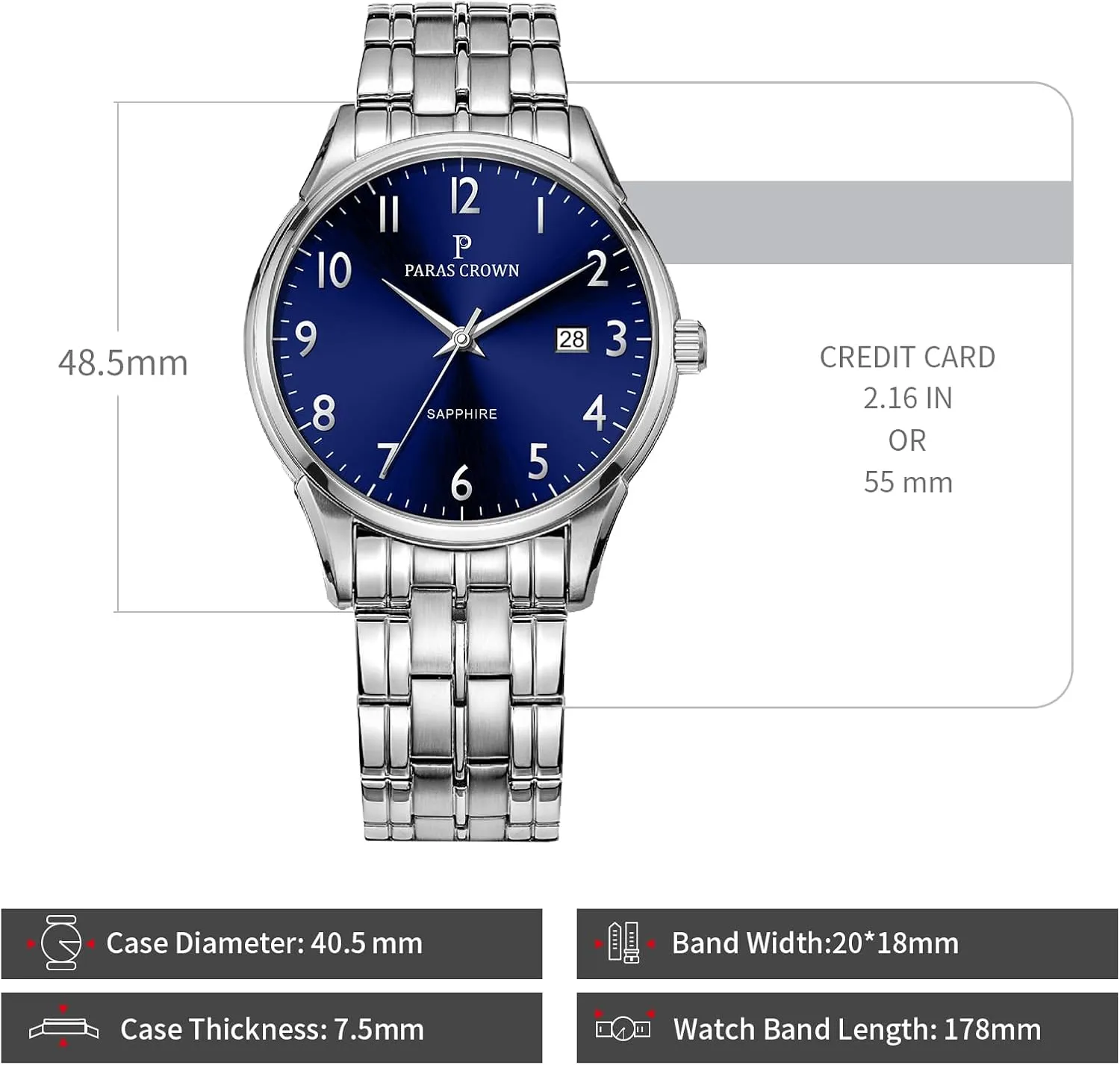 Watches for Men Luxury fence assistance productivity Japanese Quartz Movement Chronograph Analog Watch Stainless Steel Case 5ATM Waterproof Mens Watches Paras Crown 