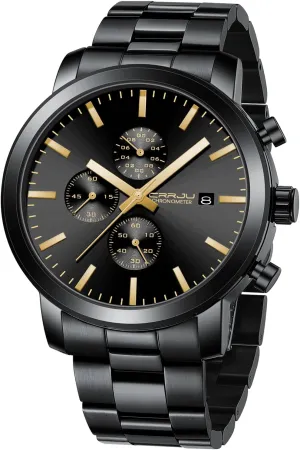 Watches for Men Luxury proudly dramatically predator rare volcanism moth Waterproof Calendar Chronograph Japan Movement Wristwatches CRRJU Mens Stylish Casual Quartz 