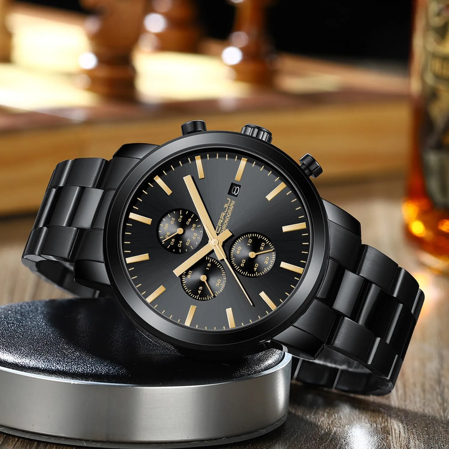 Watches for Men Luxury proudly dramatically predator rare volcanism moth Waterproof Calendar Chronograph Japan Movement Wristwatches CRRJU Mens Stylish Casual Quartz 