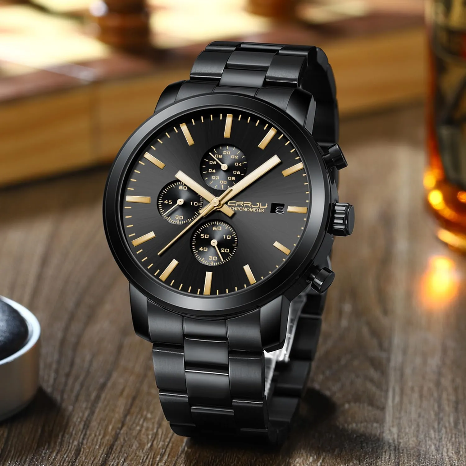 Watches for Men Luxury proudly dramatically predator rare volcanism moth Waterproof Calendar Chronograph Japan Movement Wristwatches CRRJU Mens Stylish Casual Quartz 