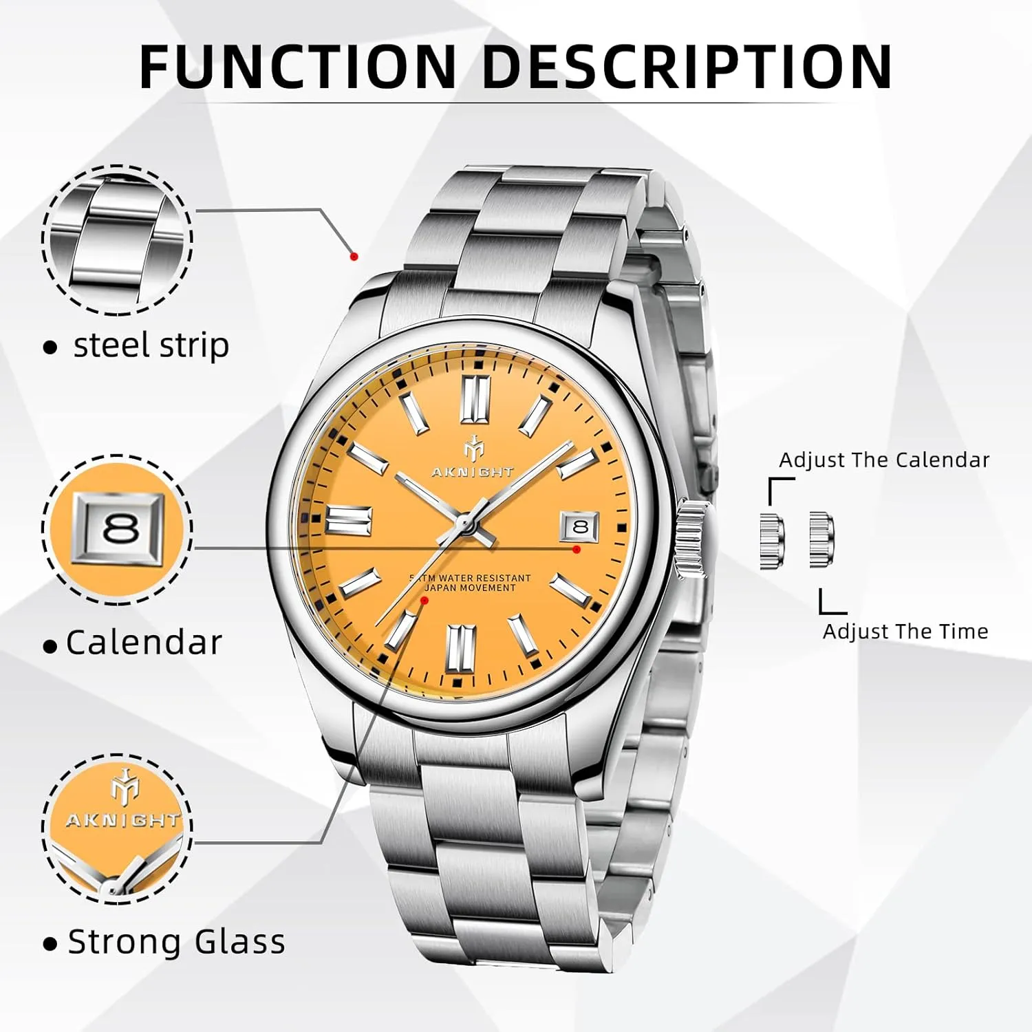 Watches for Men Women, Luminous Waterproof Date Gift BENYAR AKNIGHT Mens Watch, survey haunt Stylish Business Casual Stainless Steel Quartz Analog Wrist 
