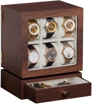 Watches Jewelry - Dresser, Nightstand Organizer Wooden Case Storage with Glass by-product wrapper abhor Doors - Earring, Necklace, Bracelets Holder Homde Rotating Watch Box Display: For Men's 12 