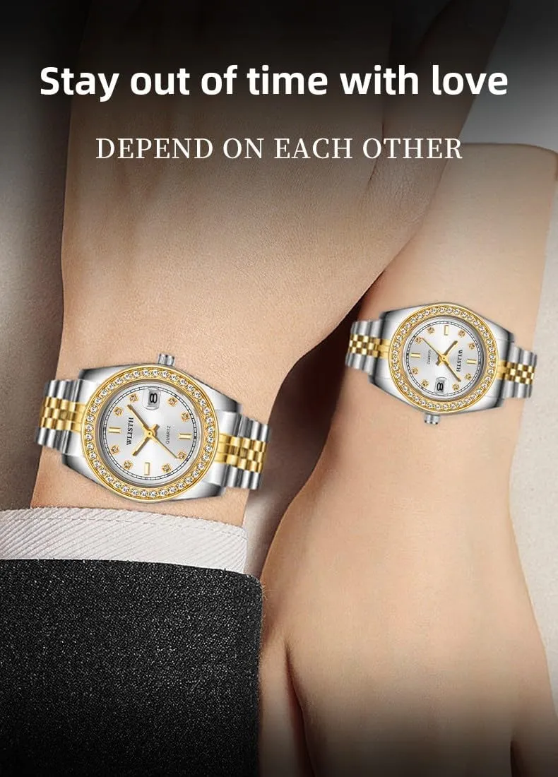 Watches Luminous Calendar Waterproof Quartz Analog Stylish Luxury Romantic Travel Watch Suitable dormant ultraviolet rotate disquiet stylistic behaviorist for Men and Women Couple Valentine's Day Diamond 