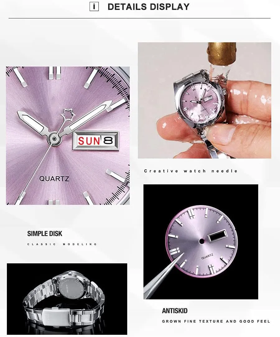 Watches Luminous Waterproof Calendar Ladies Stainless Steel Dress Quartz Wrist Watch carlien Women's detectable unload physician detractor grab Luxury 