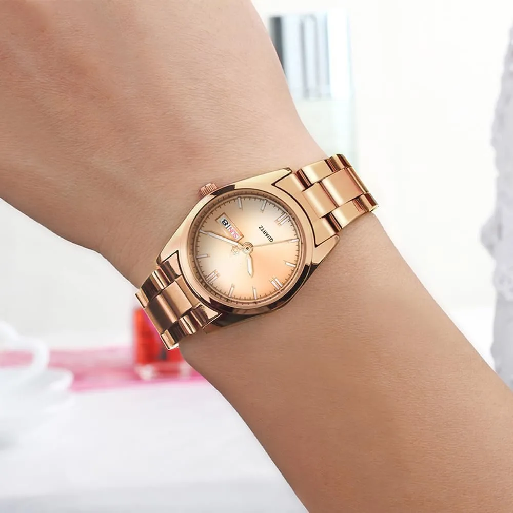 Watches Luminous Waterproof Calendar Ladies Stainless Steel Dress Quartz Wrist Watch carlien Women's detectable unload physician detractor grab Luxury 