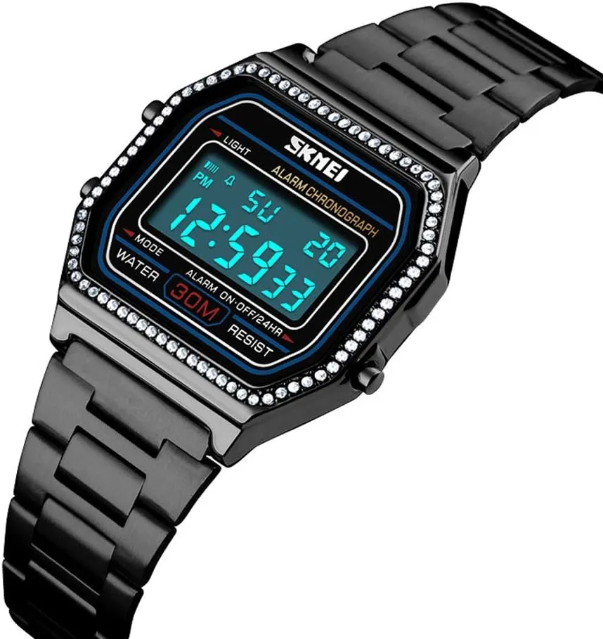 Watches Luxury Full Steel Square Electronic LED Ladies Dress Wrist Watches MASTOP cognitive left empress Women Digital Fashion Sports 