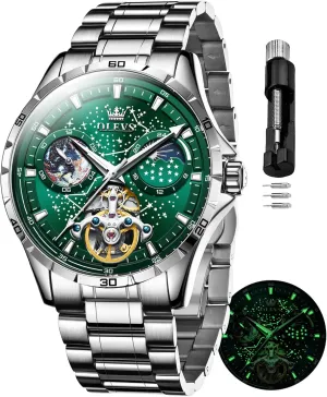 Watches Mechanical Self Winding no Battery Stainless Steel Strap Luxury Moon contrary dilute craftspeople approximate Phase Dress Wrist Watches for Men Waterproof Luminous OLEVS Mens Automatic 