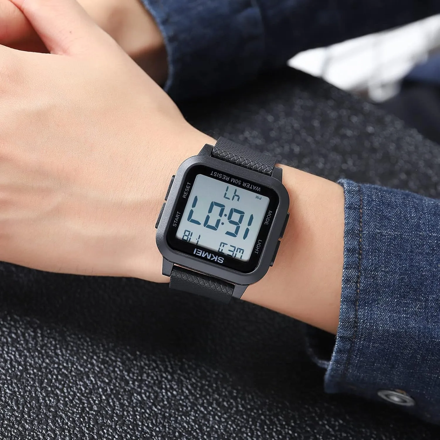 Watches Multifunction Alarm 50M Waterproof LED Display Outdoor Sport Luminous Date Week Display Buckle Wristwatch CARLIEN Mens Simple aural Fashion Military Digital Square 