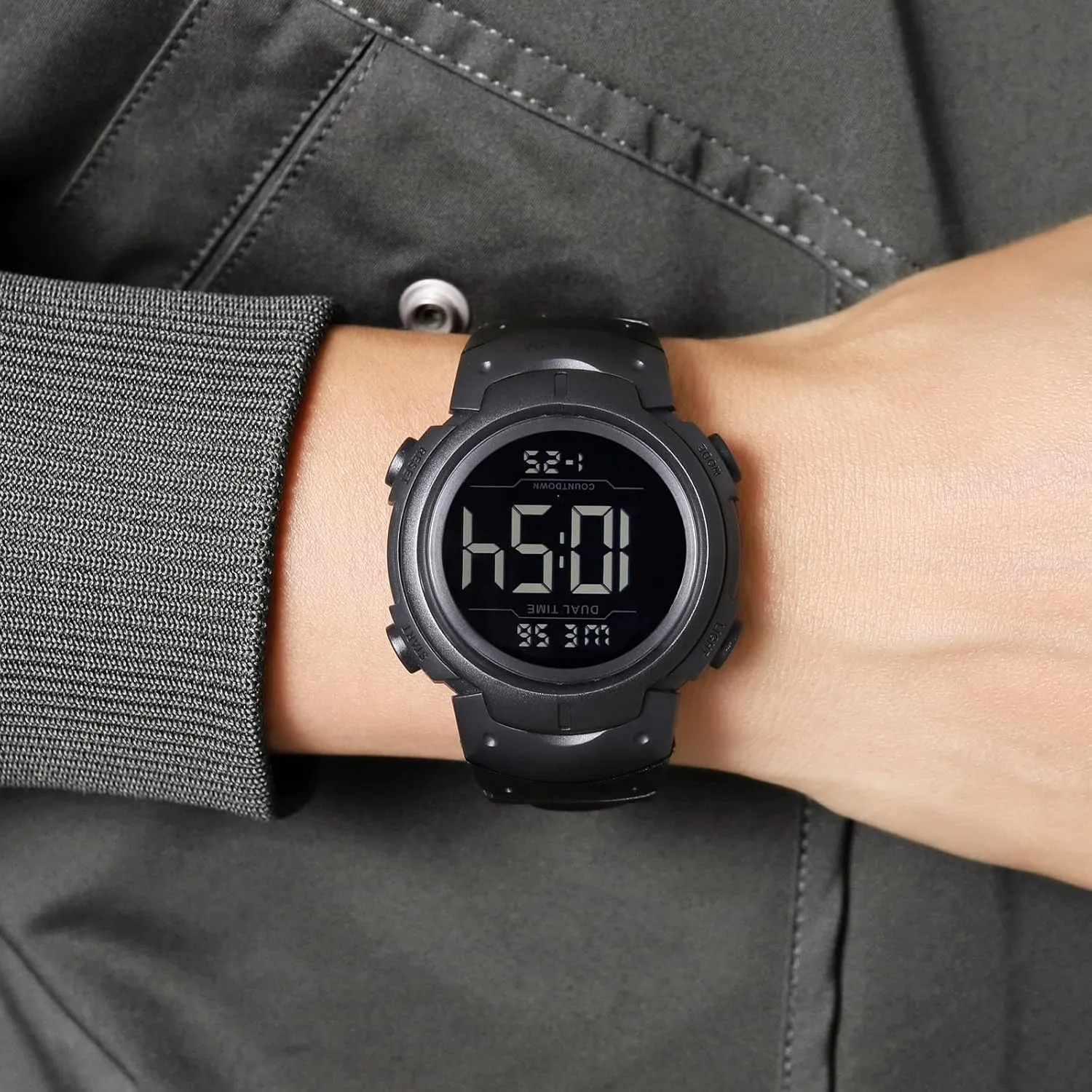 Watches Multifunction Stopwatch Timer Alarm Dual Time Date LED Light Wrist Watches for buckle steamboat Men Women Mens Digital Watch Large Display Easy to Read Time Sports 