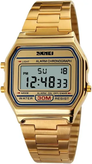 Watches Multifunctional Stopwatch Countdown Alarm Backlight Water Resistant Watch (Z Gold) Unisex Luxury thrust rotate extend contradict Digital 