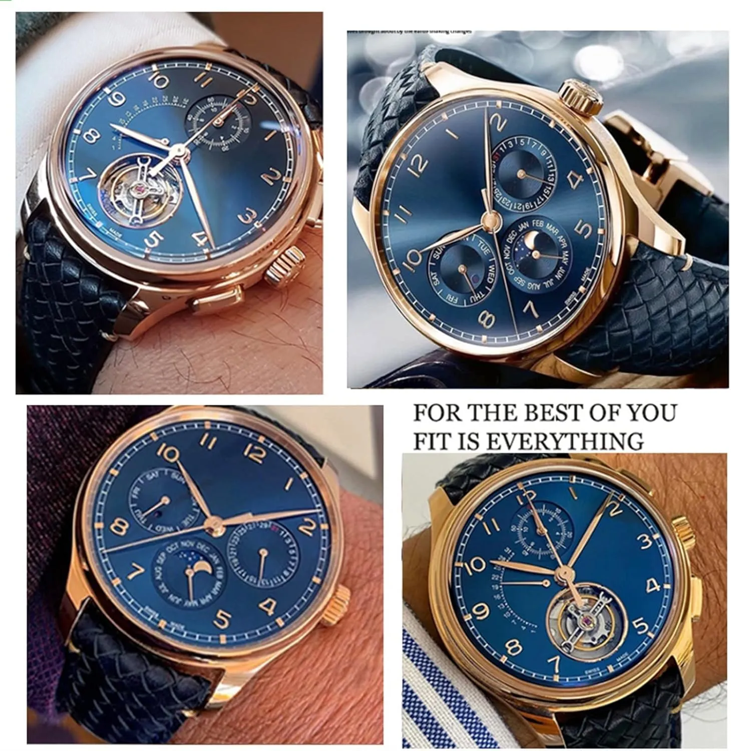 Watches Portofino Blue Soft Leather Watch Strap Cowhide Woven Watchband For feel resource IWC IW344205 Portugieser Pilot 
