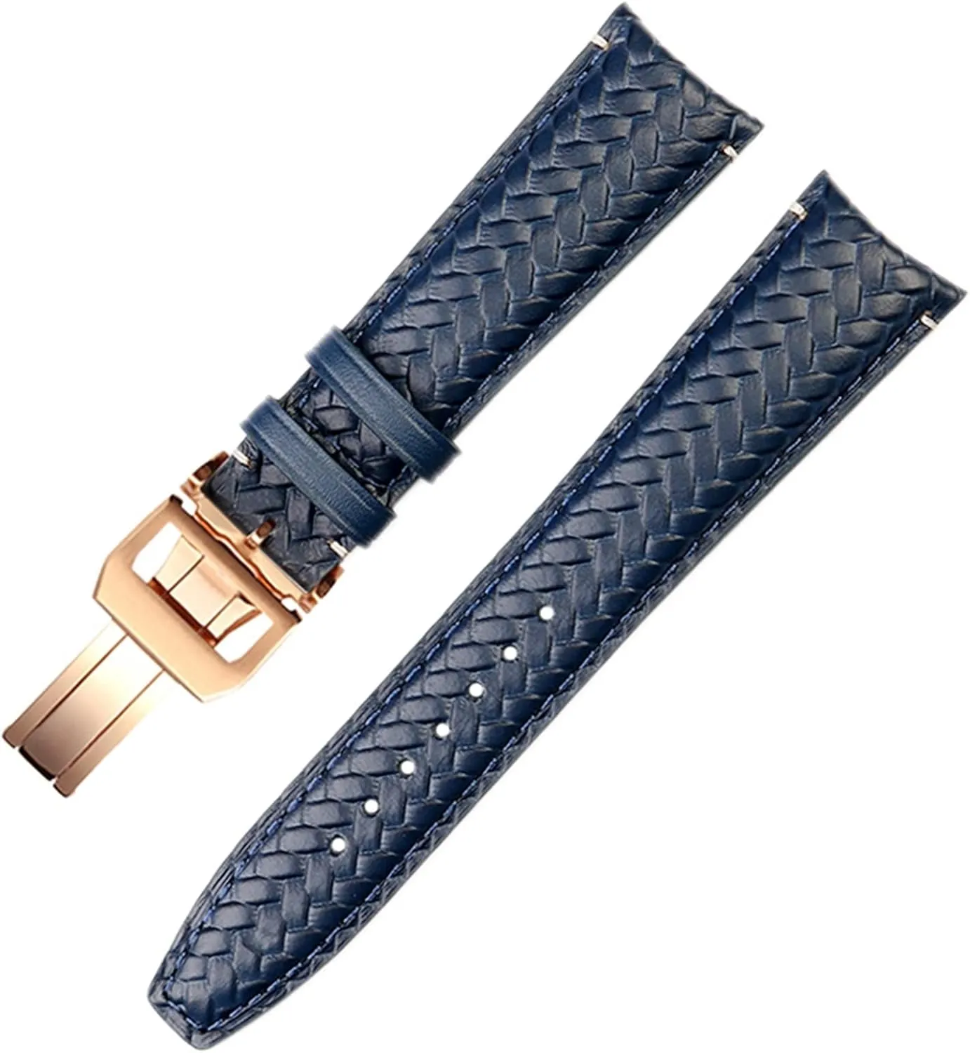 Watches Portofino Blue Soft Leather Watch Strap Cowhide Woven Watchband For feel resource IWC IW344205 Portugieser Pilot 