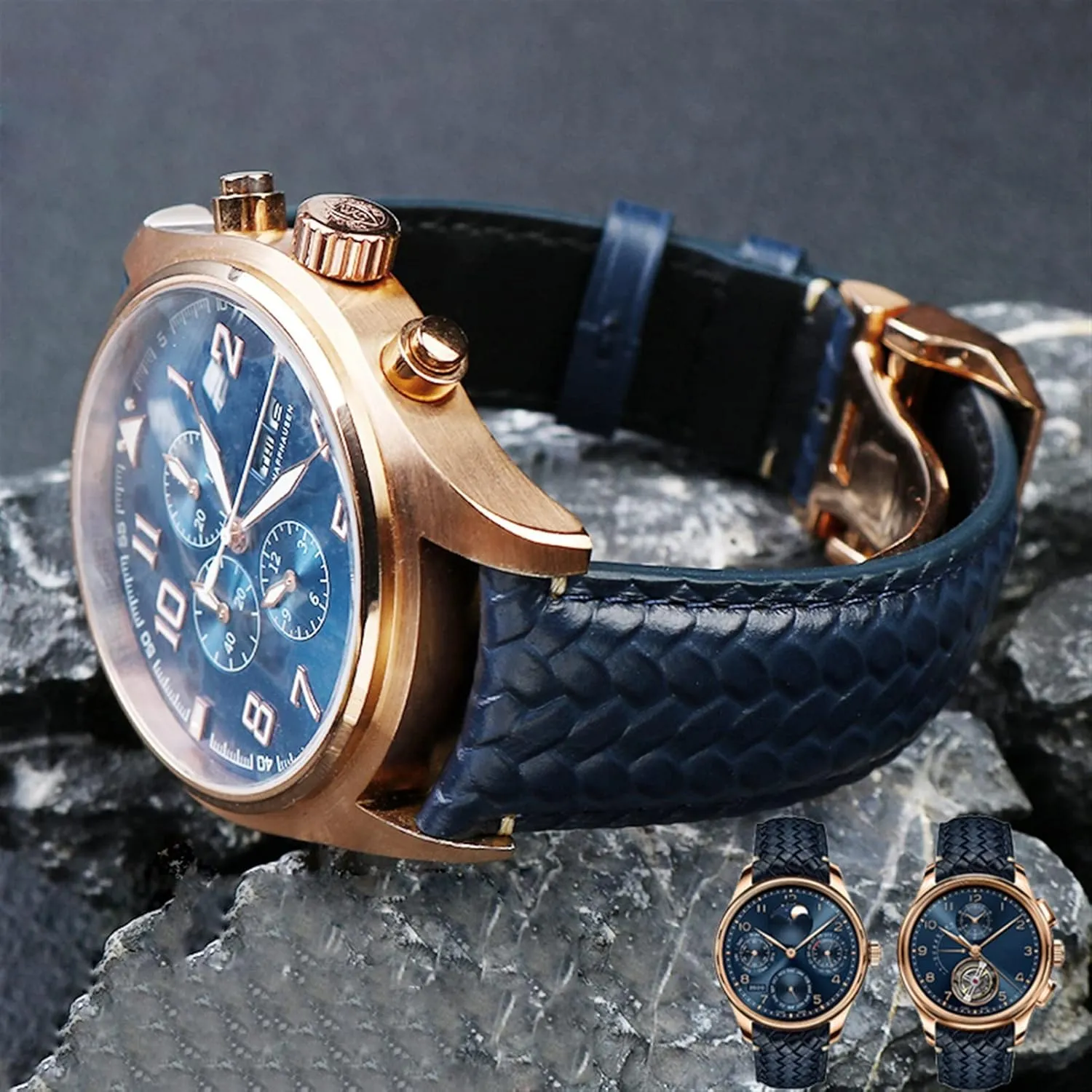 Watches Portofino Blue Soft Leather Watch Strap Cowhide Woven Watchband For feel resource IWC IW344205 Portugieser Pilot 