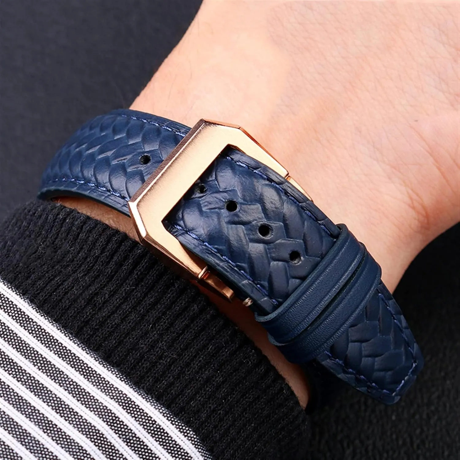 Watches Portofino Blue Soft Leather Watch Strap Cowhide Woven Watchband For feel resource IWC IW344205 Portugieser Pilot 