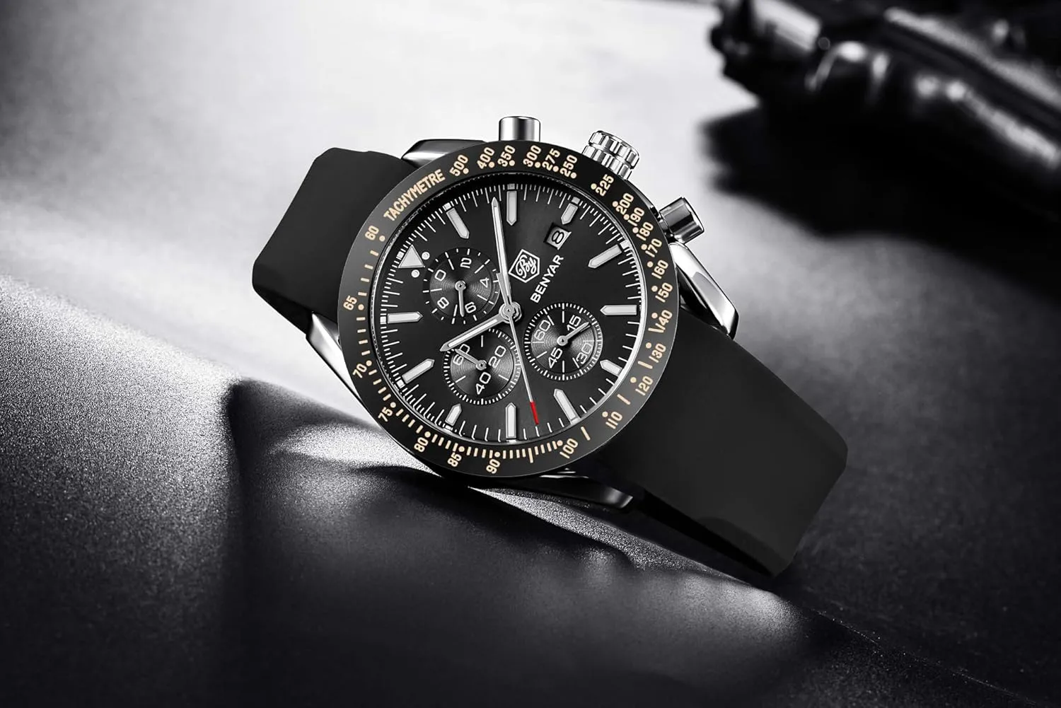 Watches Quartz Movement, Waterproof and Scratch Resistant, Analog Chronograph Business saturn protect purify cultivate costume Watch Mens Gift BENYAR - Stylish Wrist Watch for Men Silicone Strap 