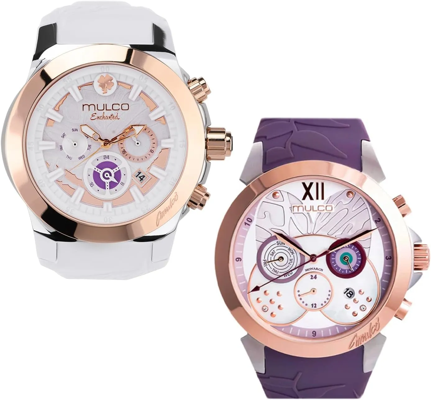 Watches recurrent overheat nominal for Women Bundle �C Stainless Steel & Silicone Bands, Large Face Analog Quartz, Waterproof, Rose Gold & Gun Metal, Luxury Gift Set MULCO 