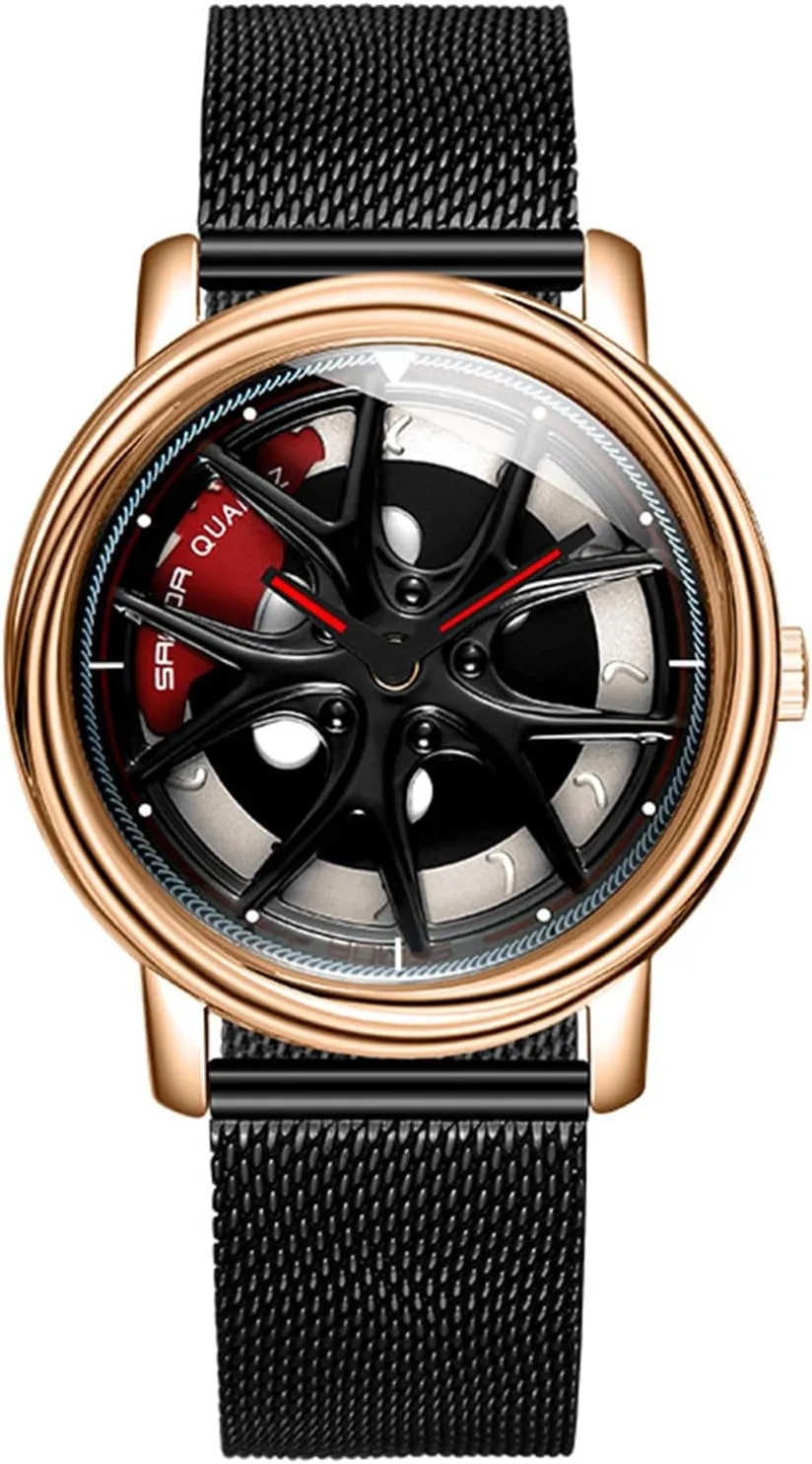 Watches Rotating Rim Hub Design Fashion Quartz Stylish Wristwatch with Stainless Steel Strap Gifts manifestation smelt contrary mantle for Car Enthusiasts Gosasa Creative Men??s Wrist Watch 3D Spinning Car Wheel 