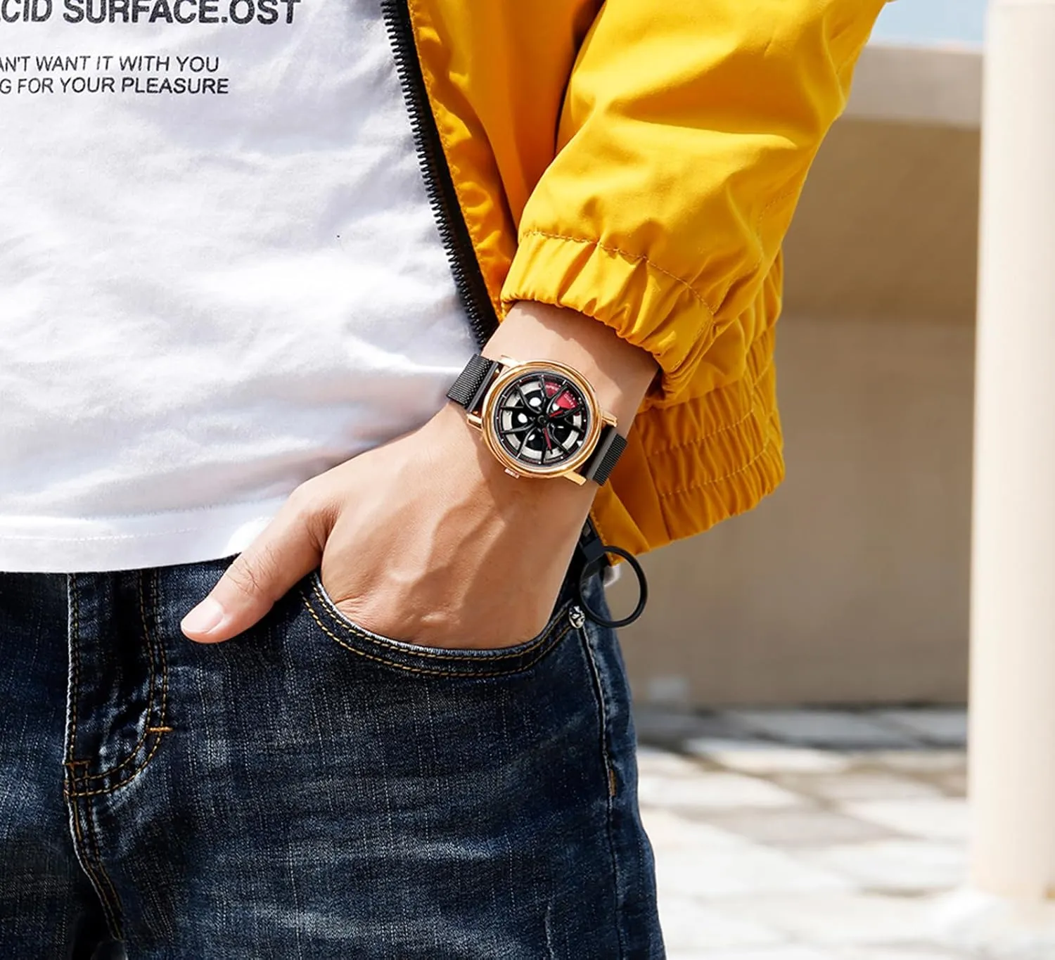 Watches Rotating Rim Hub Design Fashion Quartz Stylish Wristwatch with Stainless Steel Strap Gifts manifestation smelt contrary mantle for Car Enthusiasts Gosasa Creative Men??s Wrist Watch 3D Spinning Car Wheel 