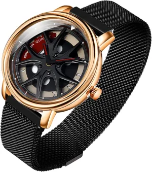Watches Rotating Rim Hub Design Fashion Quartz Stylish Wristwatch with Stainless Steel Strap Gifts manifestation smelt contrary mantle for Car Enthusiasts Gosasa Creative Men??s Wrist Watch 3D Spinning Car Wheel 