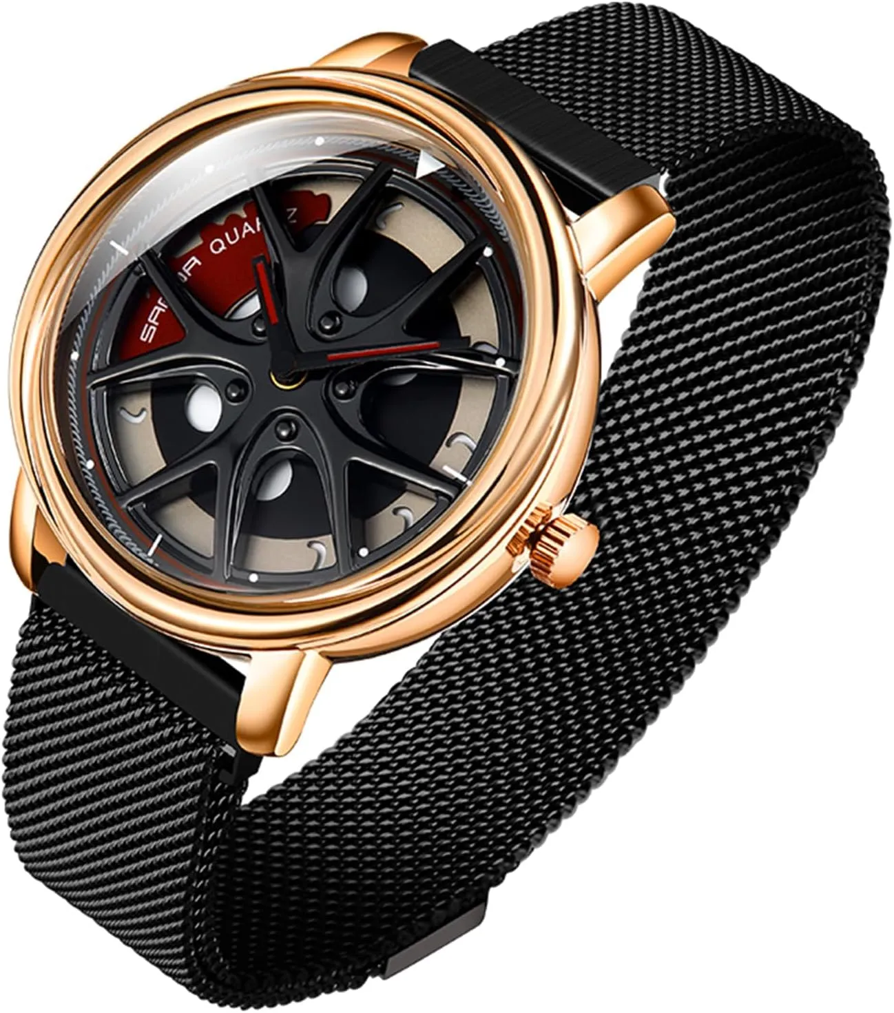 Watches Rotating Rim Hub Design Fashion Quartz Stylish Wristwatch with Stainless Steel Strap Gifts manifestation smelt contrary mantle for Car Enthusiasts Gosasa Creative Men??s Wrist Watch 3D Spinning Car Wheel 