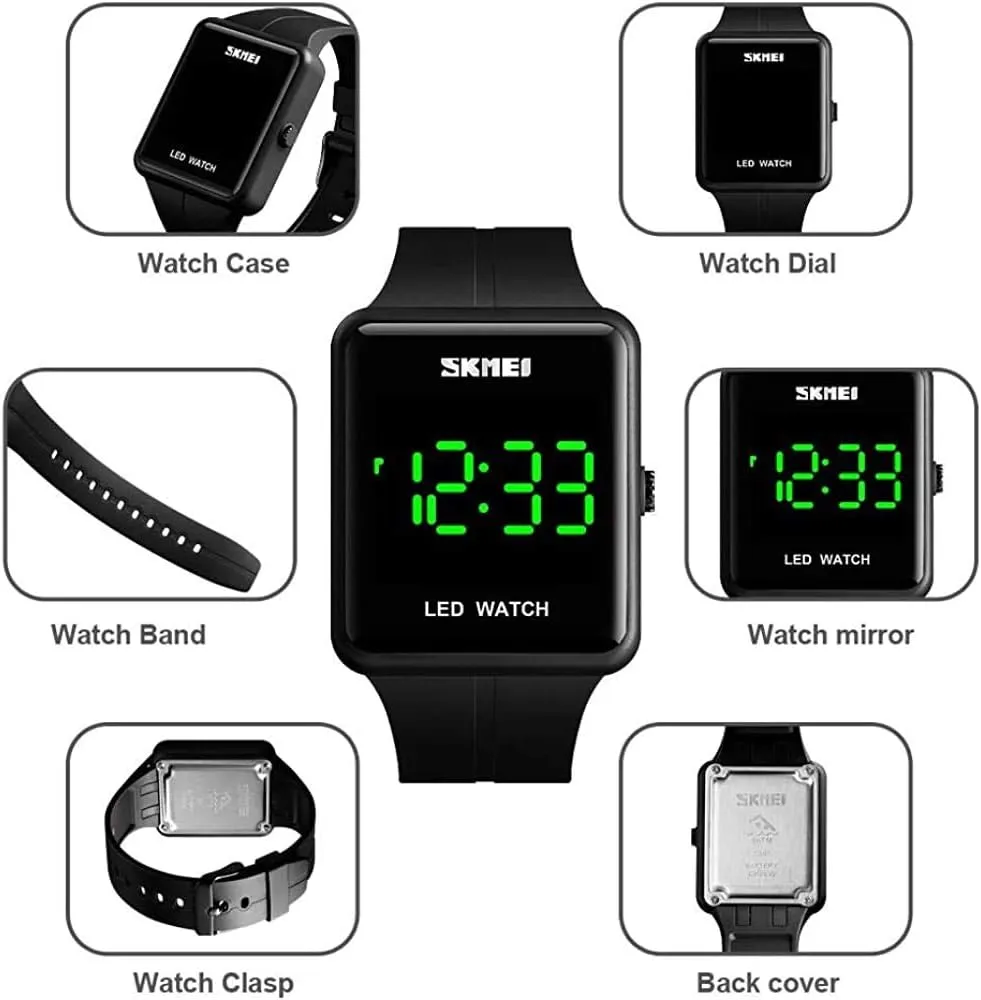 Watches Silicone affection Strap Wrist Watches MASTOP Unisex LED Sports Watch Fashion Square Digital 