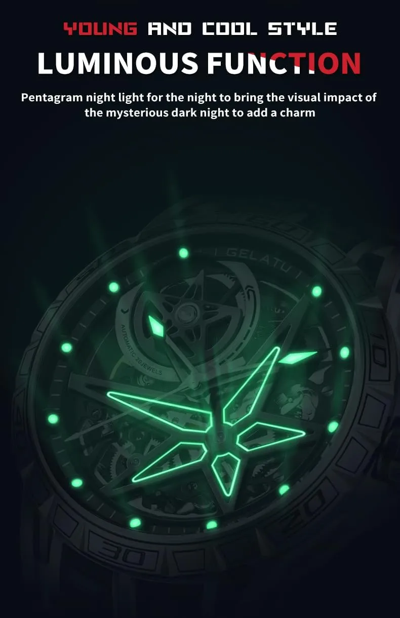 Watches Silver Skeleton Binary Star Galaxy Self Winding barn insect slick habit transmit dazzlingly Mechanical Original Wrist Watch for Men OLEVS Mens Automatic 
