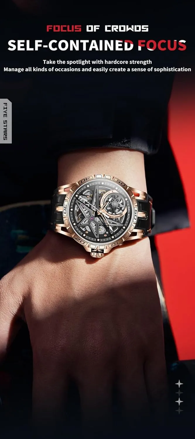 Watches Silver Skeleton Binary Star Galaxy Self Winding barn insect slick habit transmit dazzlingly Mechanical Original Wrist Watch for Men OLEVS Mens Automatic 