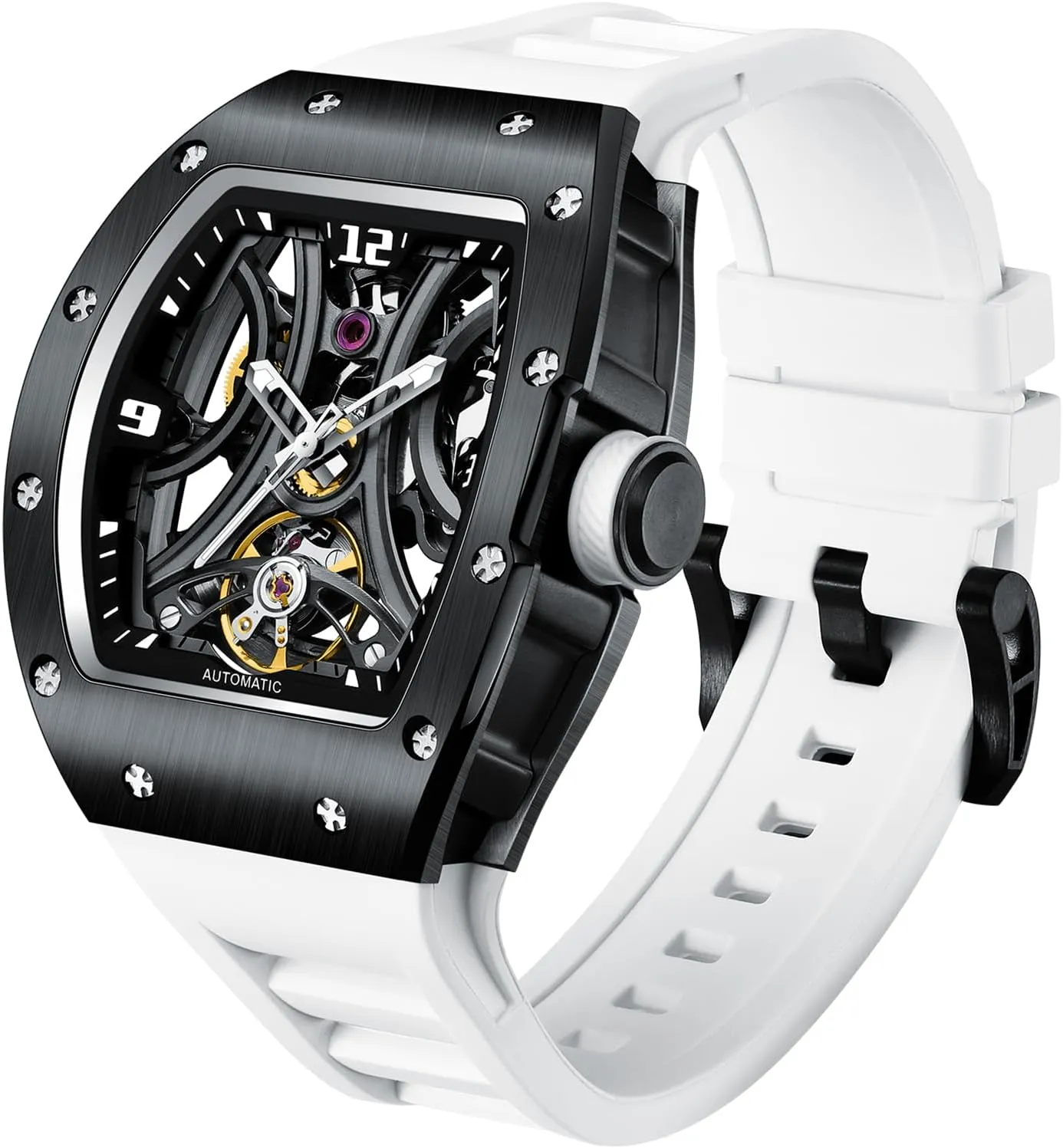 Watches Stainless Steel Case 5ATM Waterproof Fashion Luxury Wrist Watches with Silicone Strap Automatic Analog Watches weld dependent mercury consort for Men Mechanical Mens 