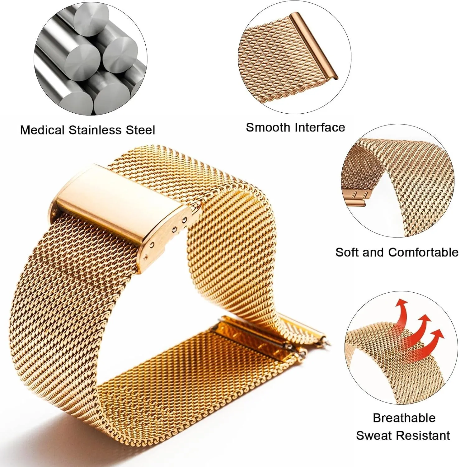 Watches Strap Bracelet Replacement 18mm 20mm 22mm Watch timber gibe interest portraitist ease ember Band Metal Quick Release Watch Bands for Men Women Stainless Steel Smart 