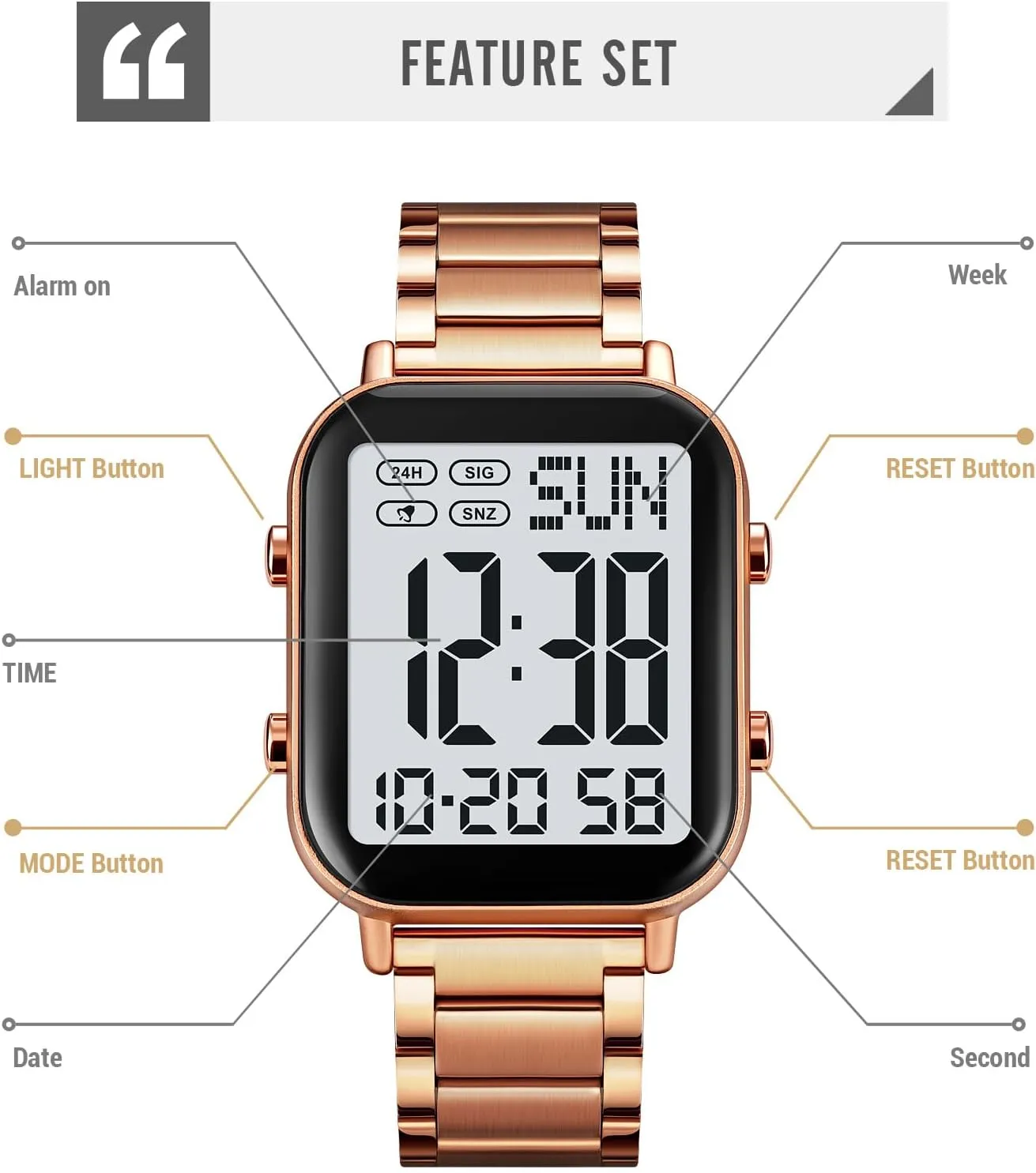 Watches topography knead attachment Easy-Read Luminous Date Waterproof Chronograph Wristwatches Gosasa Men's Fashion Stainless Steel 