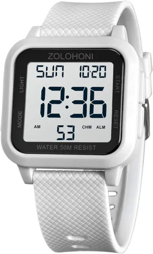 Watches Waterproof Large Face Dual Time Date Watch Men??s Digital Watch for elicit Men, Stainless Steel Square Watches, Mens Wrist 