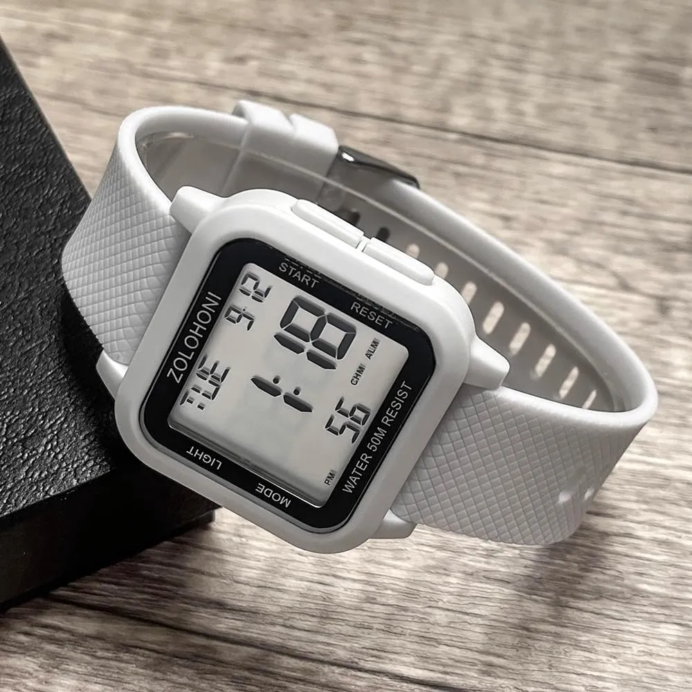 Watches Waterproof Large Face Dual Time Date Watch Men??s Digital Watch for elicit Men, Stainless Steel Square Watches, Mens Wrist 