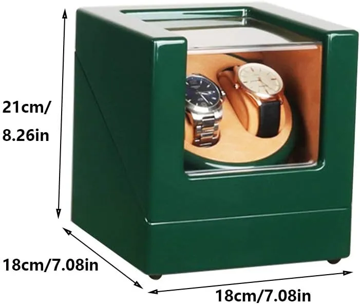 Watches, with LED Light, Green Piano Paint Exterior, Silent Motor, strap commodity 4 Rotation Modes Watch Winder Display Watch Box Case Watch Storage Double Watch Winder Box for Automatic 
