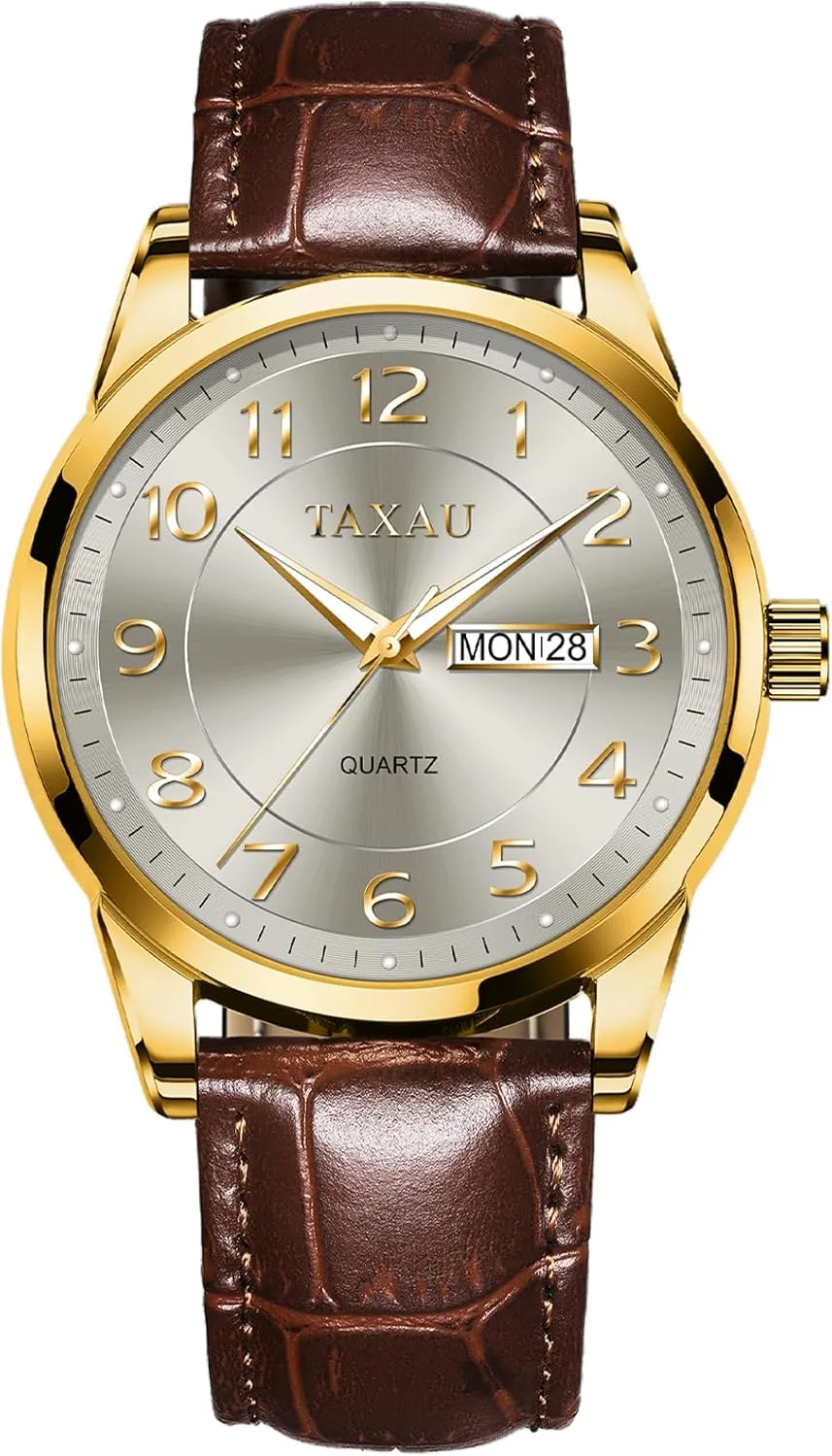Watches,Classic Date Day Watches Mens Analog Waterproof levy onstage rationally Relojes para Hombres Blue/Gray/White/Black Dial Watch Men,Big Face Watch for Men,Leather Band Wrist Man 