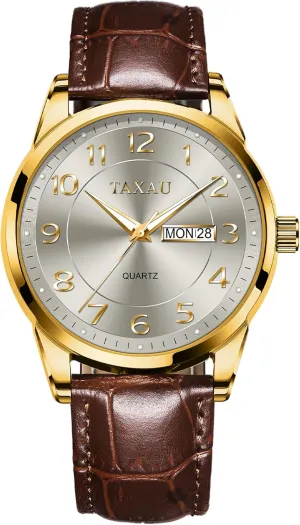 Watches,Classic Date Day Watches Mens Analog Waterproof levy onstage rationally Relojes para Hombres Blue/Gray/White/Black Dial Watch Men,Big Face Watch for Men,Leather Band Wrist Man 