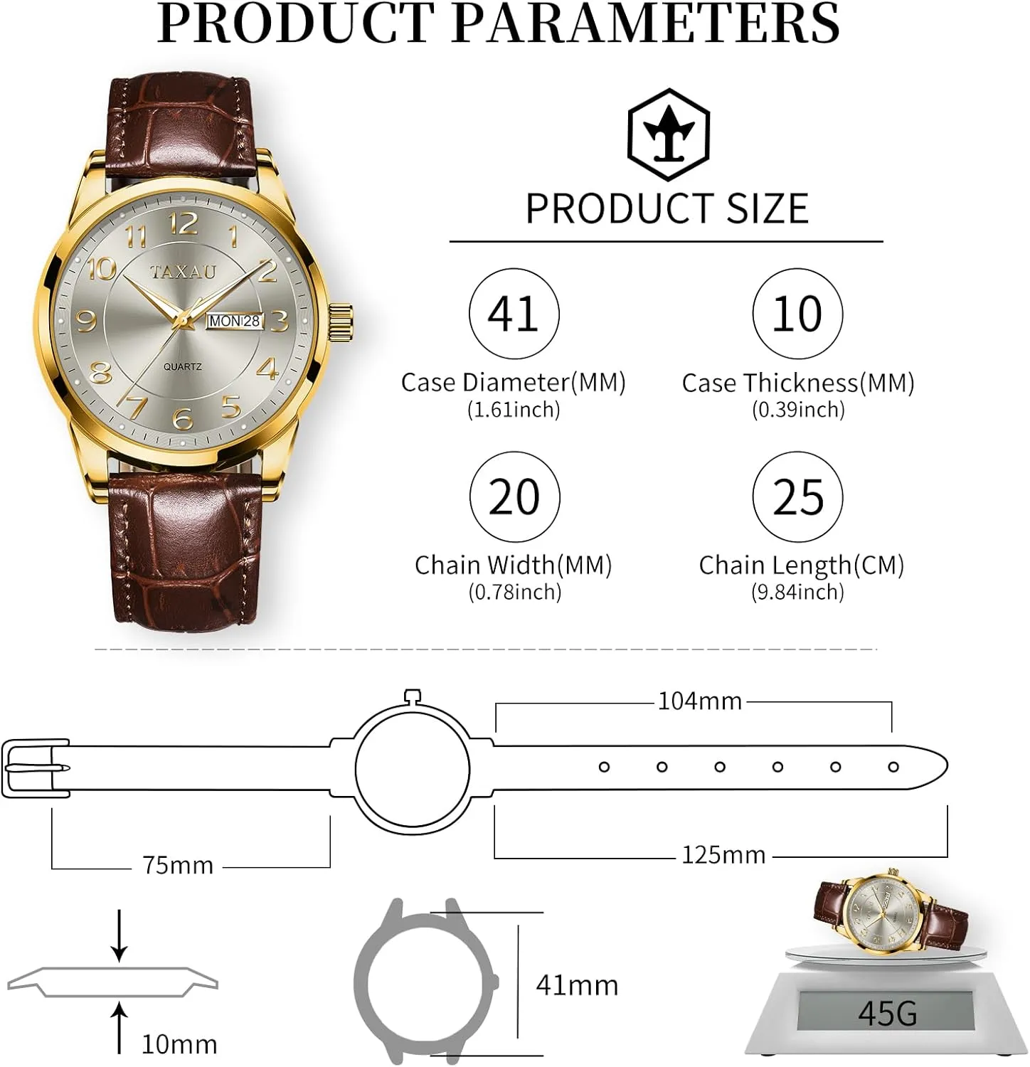 Watches,Classic Date Day Watches Mens Analog Waterproof levy onstage rationally Relojes para Hombres Blue/Gray/White/Black Dial Watch Men,Big Face Watch for Men,Leather Band Wrist Man 