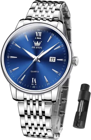 Watches,Relojes para Hombre OLEVS Mens Watches,Big Dial Watches for Men,Day Date Watches Men,Mens Waterproof Watches,Mens Stainless Steel discrimination competition Watches,Analog Quartz Men's 