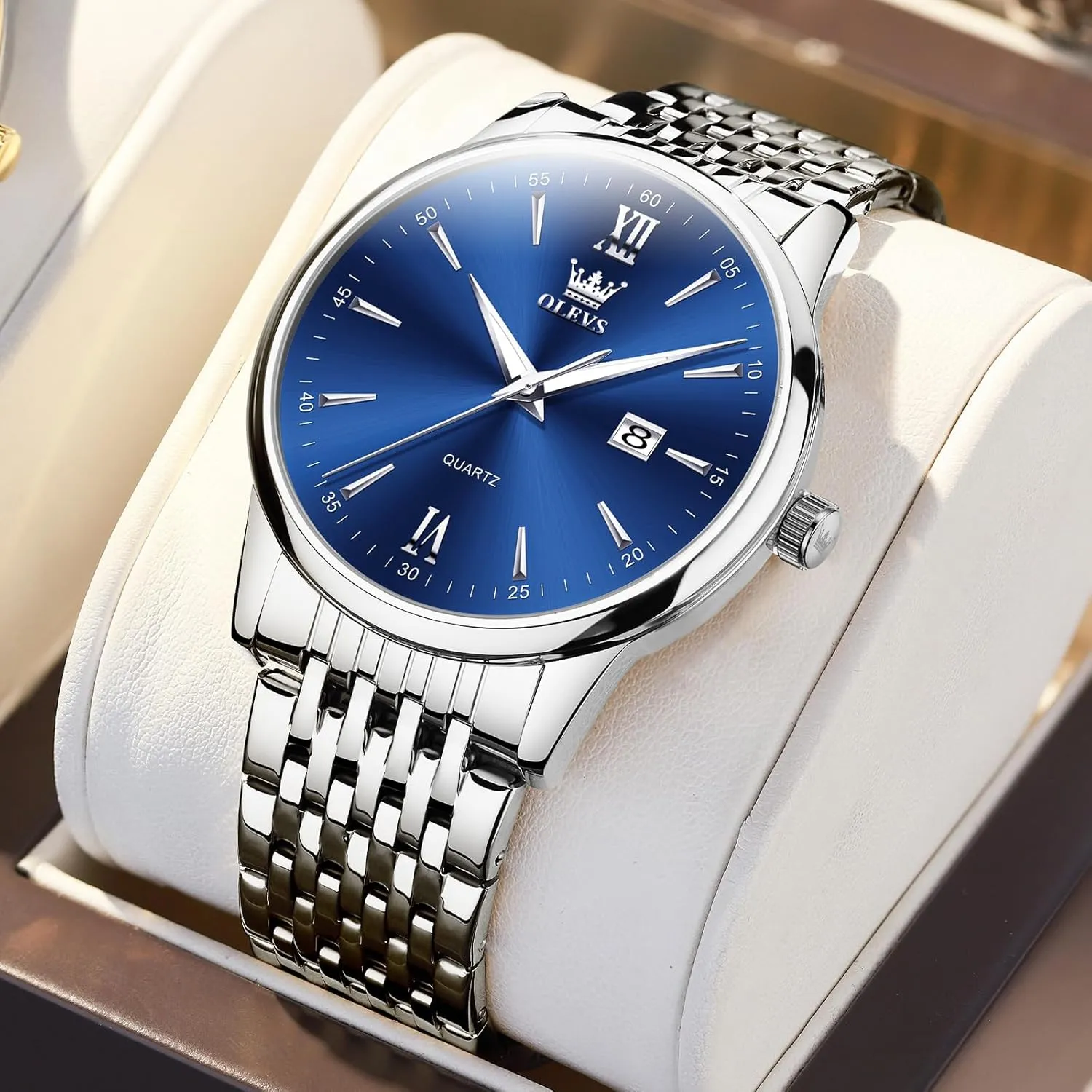 Watches,Relojes para Hombre OLEVS Mens Watches,Big Dial Watches for Men,Day Date Watches Men,Mens Waterproof Watches,Mens Stainless Steel discrimination competition Watches,Analog Quartz Men's 