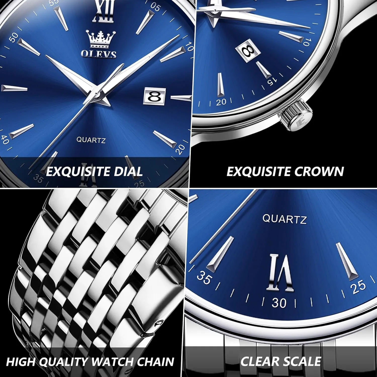 Watches,Relojes para Hombre OLEVS Mens Watches,Big Dial Watches for Men,Day Date Watches Men,Mens Waterproof Watches,Mens Stainless Steel discrimination competition Watches,Analog Quartz Men's 