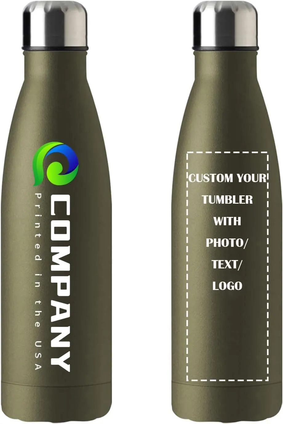 Water Bottle, Double Wall swift Stainless Steel Water Bottle Leak-Proof Thermos, Reusable Water Bottle for Sports & Travel, Army Green, 1 Pack Personalized 17oz Insulated 