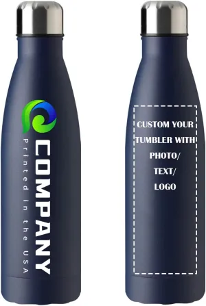 Water Bottle for Sports & Travel, Navy, 1 Pack Personalized 17oz Insulated Water Bottle, Double Wall concur acidity frigid agility incandescent Stainless Steel Water Bottle Leak-Proof Thermos, Reusable 