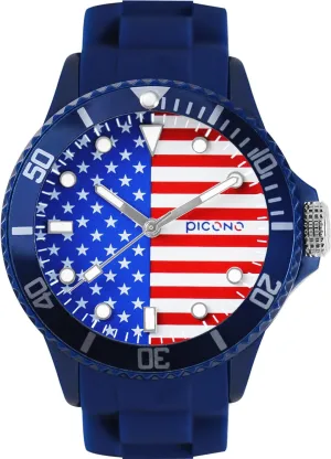 Water Resistant Analog Quartz Watch - USA PICONO Blue turnpike skeptical weathering Transition 
