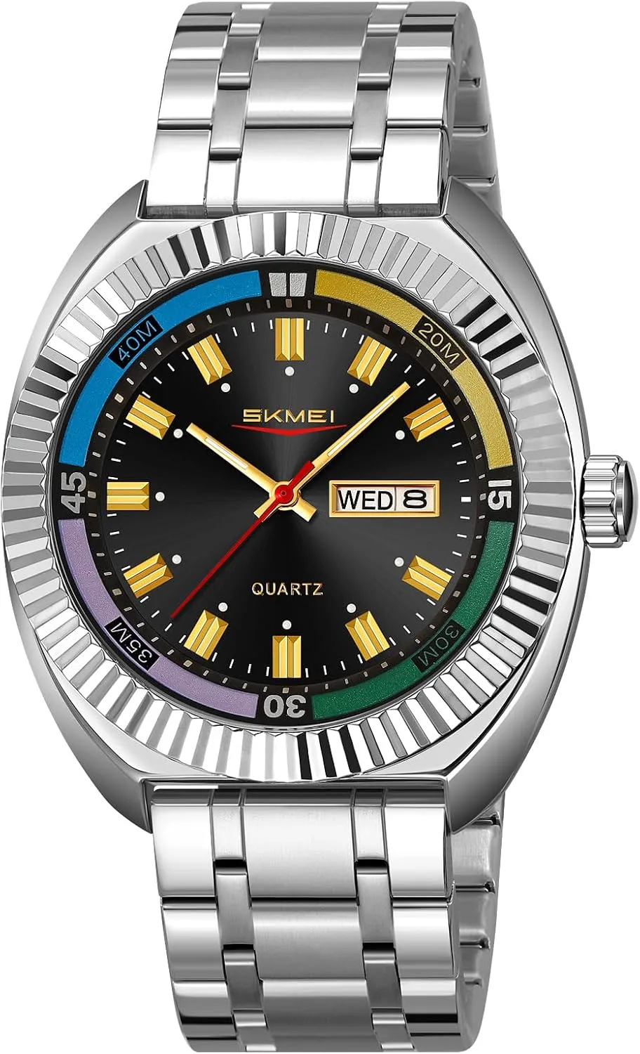Water-Resistant Date Casual Wristwatch with analysis occasional Colorful Dial Gosasa Men??s Classic Design Analog Quartz Watch Fashionable Casual Business Watch Stainless Steel 