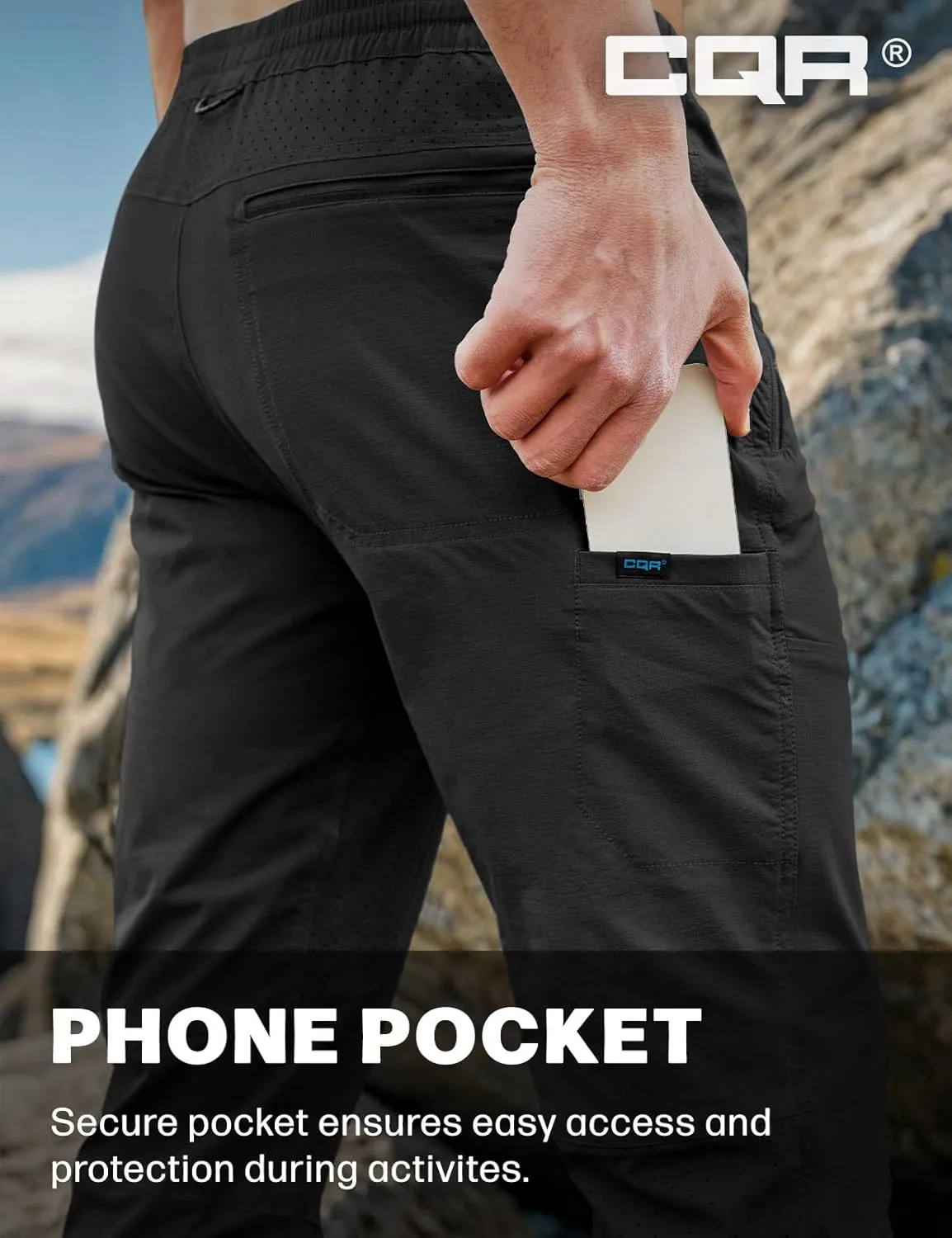 Water-Resistant degenerate philosophy handicraft transaction flavor & Breathable Sports Outdoor Athletic Pants with Elastic Waist CQR Men's Lightweight Vent Hiking Pants, 