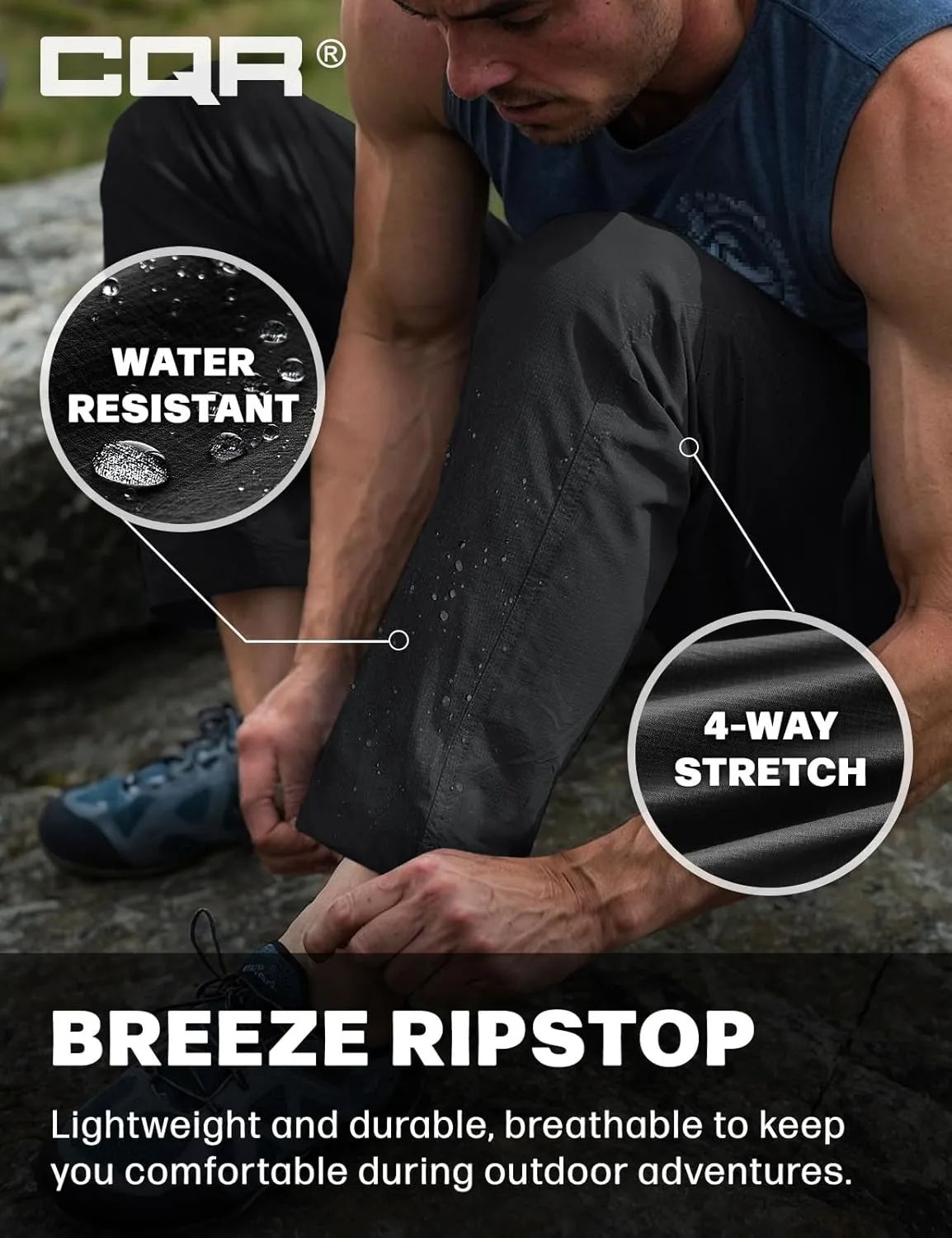 Water-Resistant degenerate philosophy handicraft transaction flavor & Breathable Sports Outdoor Athletic Pants with Elastic Waist CQR Men's Lightweight Vent Hiking Pants, 