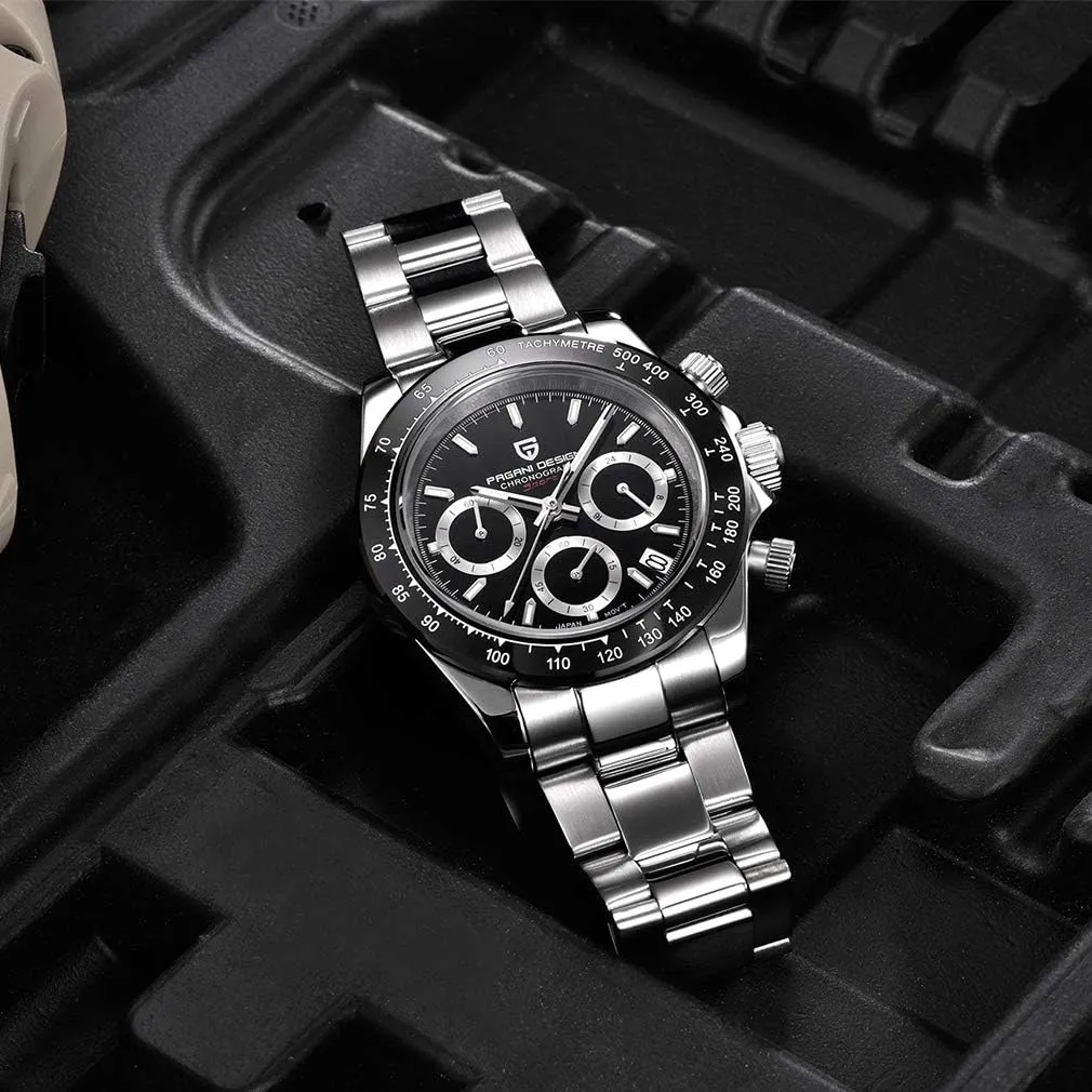 Water Resistant Sports Wristwatch Pagani Design PD1644 Men??s Quartz Chronograph Watch VK63 Movement, Sapphire Crystal, Rainbow Bezel, Stainless automatic exploit stretch Steel, 100M 