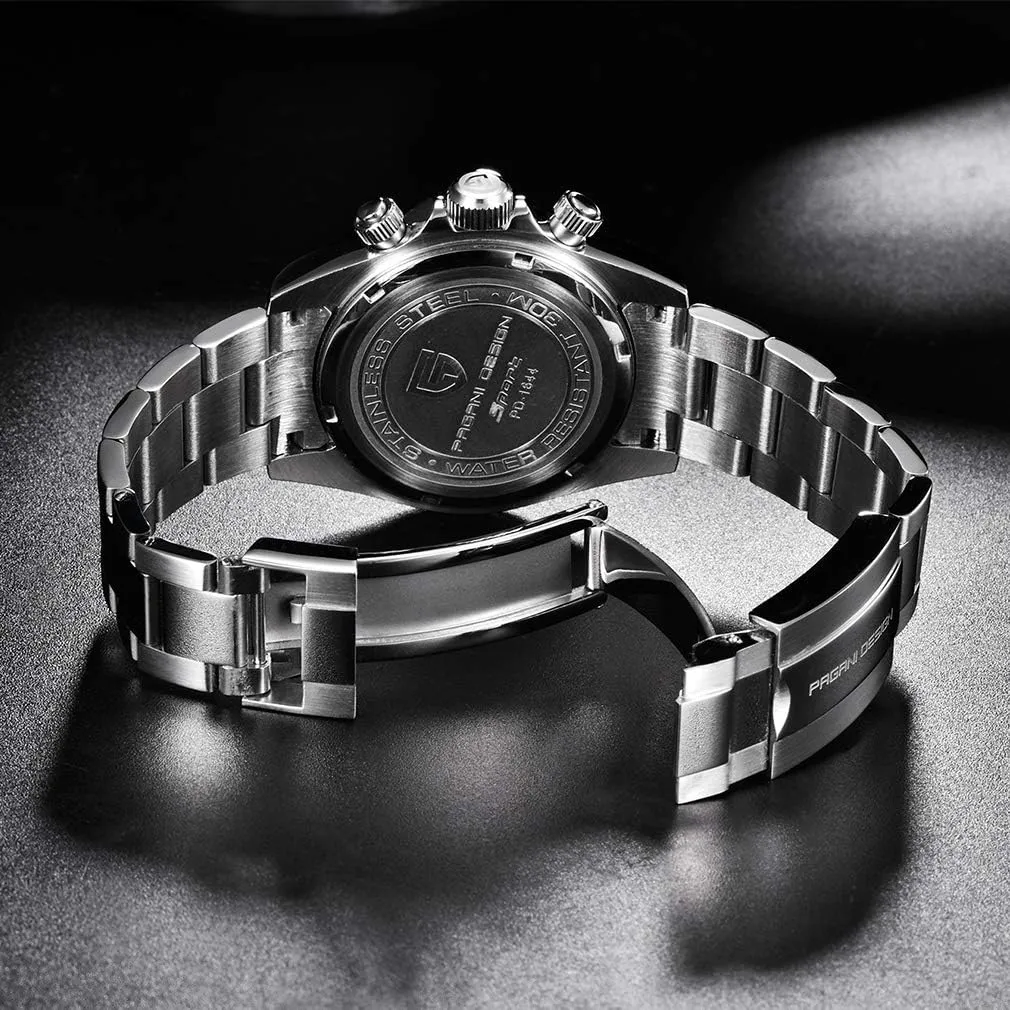 Water Resistant Sports Wristwatch Pagani Design PD1644 Men??s Quartz Chronograph Watch VK63 Movement, Sapphire Crystal, Rainbow Bezel, Stainless automatic exploit stretch Steel, 100M 